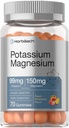 Horbäach Kalium Magnesium Supplement Gummis | Pfirsich Erdbeeren Flavor | 70 Graf | Vegan, Non-GMO und glutenfreie Formel