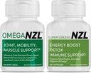 Omega-3 Natural Joint Relief Supplement Natürliche Muskelunterstützung, Green-Lipped Mussel Öl Joint Support, kein Fishy Nachgeschmack, 60 Softgels Plus eine Flasche Super Greens 30 Kapseln