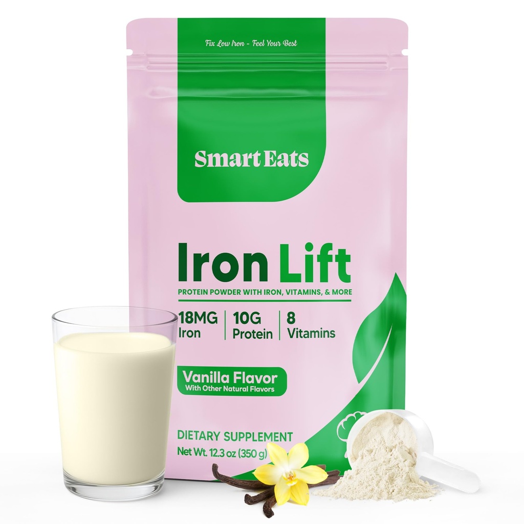 Smart Eats - Eisen Pulver | Highly Absorbed | Vermeidet Nebenwirkungen | Complete Nutrition: Protein, Vitamine, Faser, Antioxidantien | Verkostet Getränke & Shakes | Vegan | Vanilla Flavor | 30 Scoops