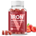 Suppléments Gommies de Fer pour les femmes et les enfants - Multivitamine avec vitamine C pour le soutien énergétique, Grande dégustation de vitamines Gommy de Fer avec vitamine C pour l'absorption maximale - Vegan, Fraise 90 Compte