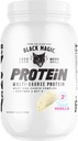 Protéines noires magiques multi-sources - Whey, caséine, enzymes et MCT - Pré-entraînement post-entraînement - Keto, faible sucre, sans gluten - Vanille française - 24g Protéines - 2 LB