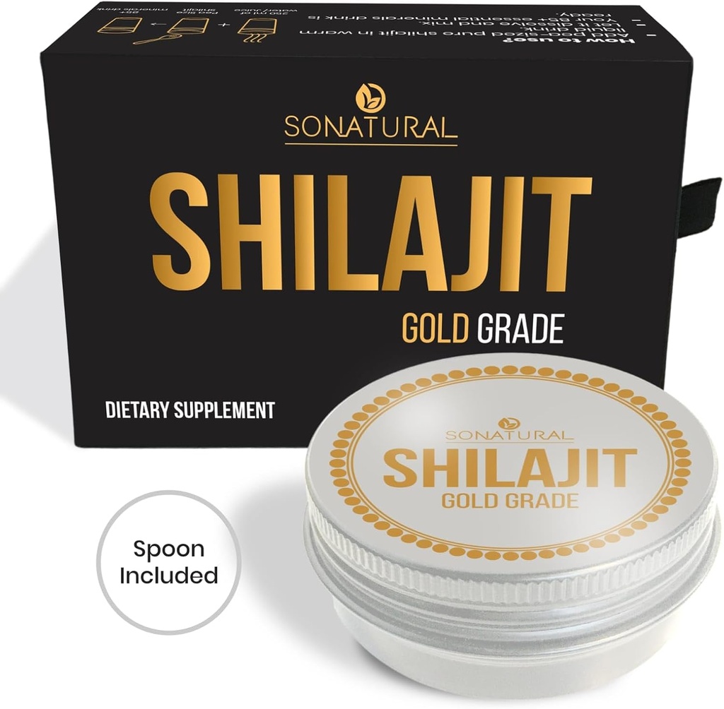 Sonatural Shilajit Pure Himalayan Organic - 30g Gold Grade 100% reines Shilajit Resin mit Fulvic Acid & 85+ Trace Minerals Complex for Energy & Immune Support, (2 Monate Versorgung)