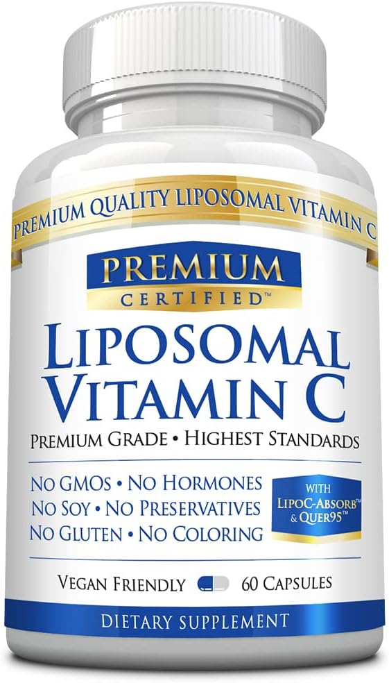 Liposomales Vitamin C - 1100mg - 60 Kapseln - Gentle on Stomach - mit Phospholipiden und Bioperin - erhöht Immunfunktion, Antioxidantieneigenschaften und Collagenproduktion