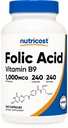 Nutricost Folic Acid (Vitamin B9) 1000 mcg, 240 Kapseln