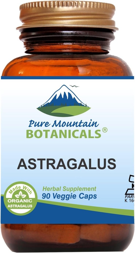 Pure Mountain Botanicals Astragalus Capsules de racines - 90 capsules de casher végétalien avec 470mg Astragalus biologique