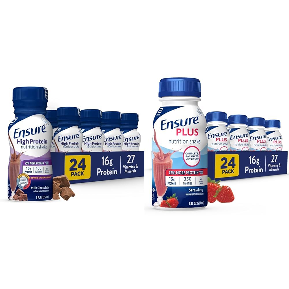 S'assurer que la nutrition du chocolat au lait à haute teneur en protéines agite avec la fibre, 24 paquets et plus de la fraise nutrition agite, substitut de repas agite, 24 paquets