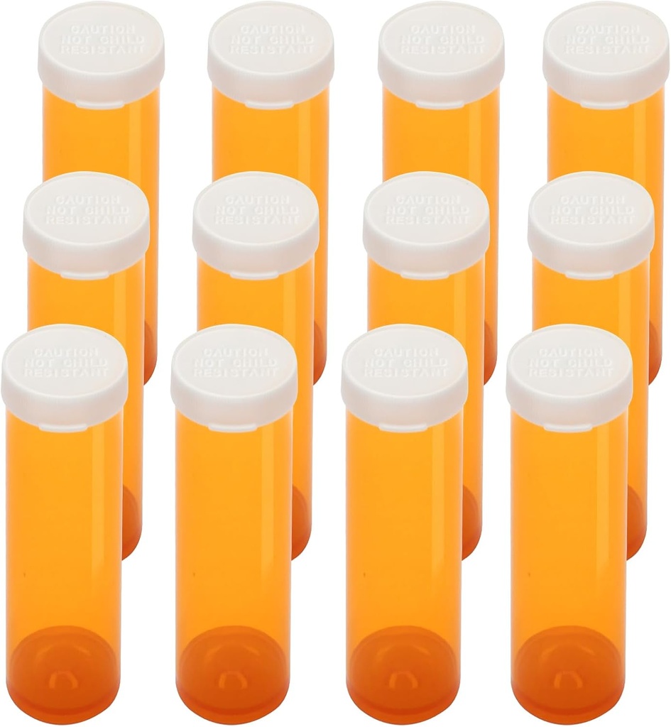 Leere Kunststoff Pillen Flaschen mit einfachen offenen Kappen (nicht Kind Resistant), Verschreibung Medikamente Verletzungen, klare Behälter Pillen Fallen Spender Organizer (12pcs) (60 Dram)