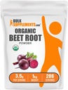 BulkSupplements.com Poudre de racine de betterave biologique - Supplément super-alimentaire, Supplément de racine de betterave - Vegan & Gluten Free, 3,5g par portion, 1kg (paquet de 5) (11 lbs)