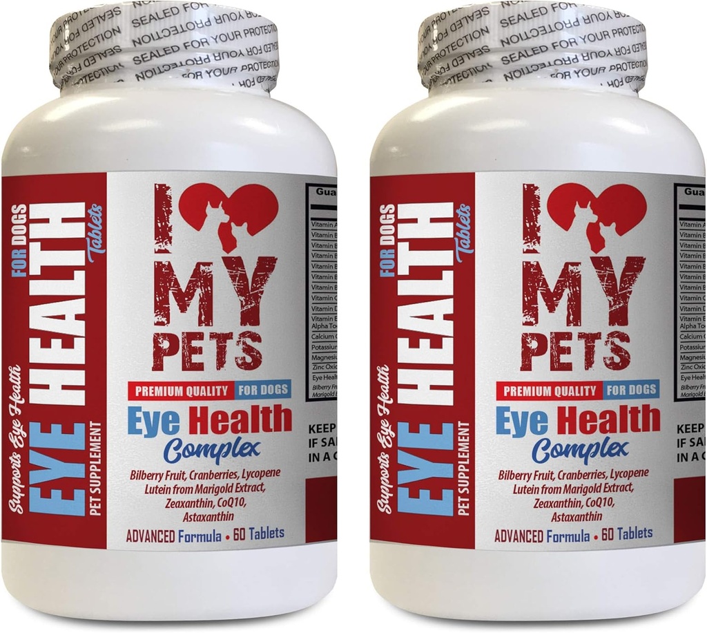 I LOVE MY PETS LLC Hundeaugen-Gesundheitsergänzungsmittel - Hundeaugen-Gesundheitskomplex - Premium-Formel - Vet empfohlen - Hunde Cranberry - 2 Flaschen (120 Bäume)