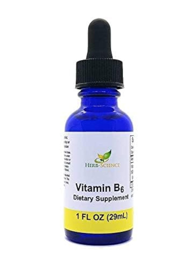Flüssiges Vitamin B6 Tropfen - Pyridoxinextrakt Nahrungsergänzungsmittel zur Unterstützung der Gehirnfunktion, Immunität, Nervous System, Herzgesundheit, Stoffwechsel - 500% DV, 36 Portionen pro Flasche - 1 fl. oz.
