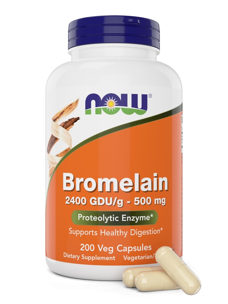 Maintenant Bromelain 500 mg, 200 gélules - Ananas naturels, supplément enzymatique protéolytique, 2400 GDU
