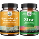 Bundle of Pure Quercetin mit Bromelain Supplement + 500mg Kapseln für Immununterstützung &amp; Atmung und Zink 50mg - Verbessern Sie die Haarhaut und die Nägel - einfach zu schlucken Potent täglich Tablets für Erwachsene
