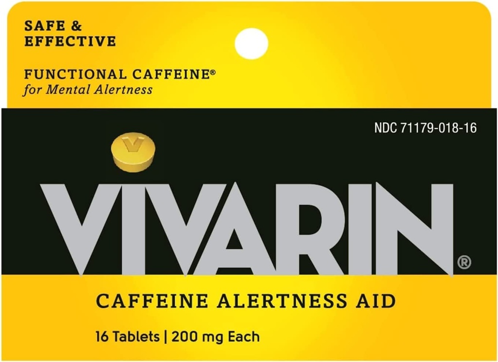 Vivarin, Koffein Pillen, 200mg Koffein in jeder Tablette, sicher und effektiv hilft Sie bleiben Awake, Alertness Aid, Energieergänzung, 16 Tabletten - 5 Pack