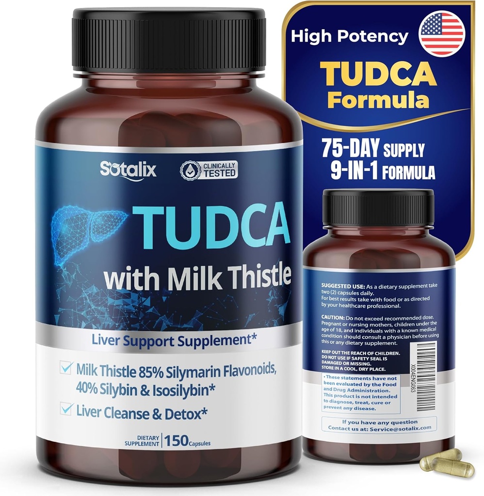 TUDCA-Ergänzung mit Milchdistel – 85% Silymarin Flavonoids – unterstützt Leber Wellness & Verdauungsgesundheit – Made in USA