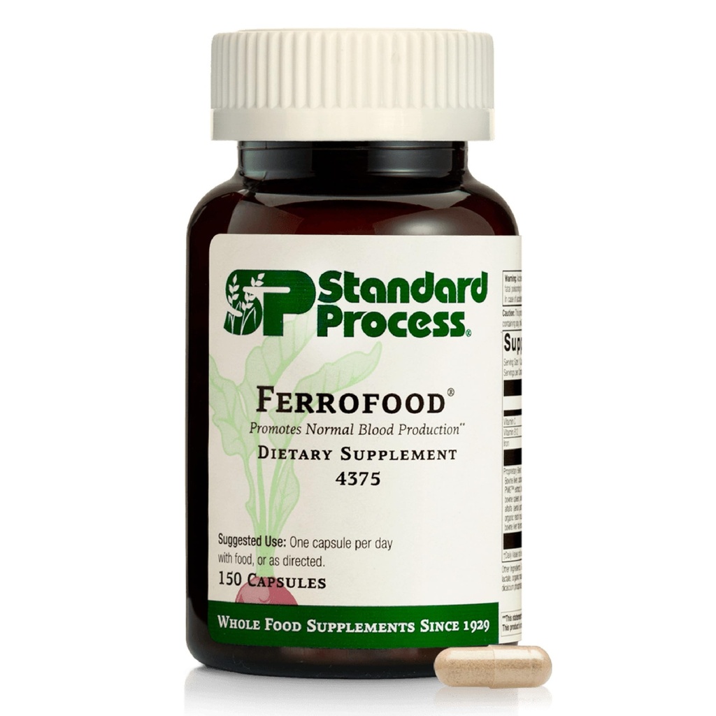 Standard Process Ferrofood - Blutgesundheitsergänzung - Enzymunterstützung mit Vitaminen B12, C, & Eisen - Non-Dairy & Non-Soy - 150 Kapseln (40 Servierungen)