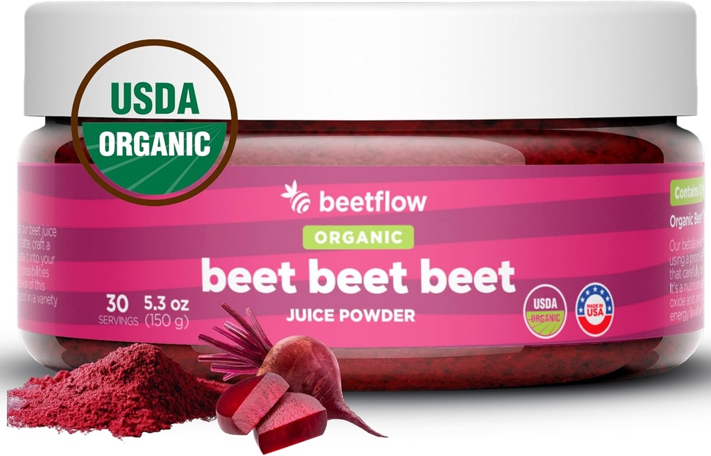 Beet Beet Beet - Organic Beet Juice Powder Healthy Blood Pressure, Cholesterol - Pure USA Grown - No Additives or Flavors-Superfood Supplement - Nitric Oxide Boosting Nährstoffe (30 Portionen)
