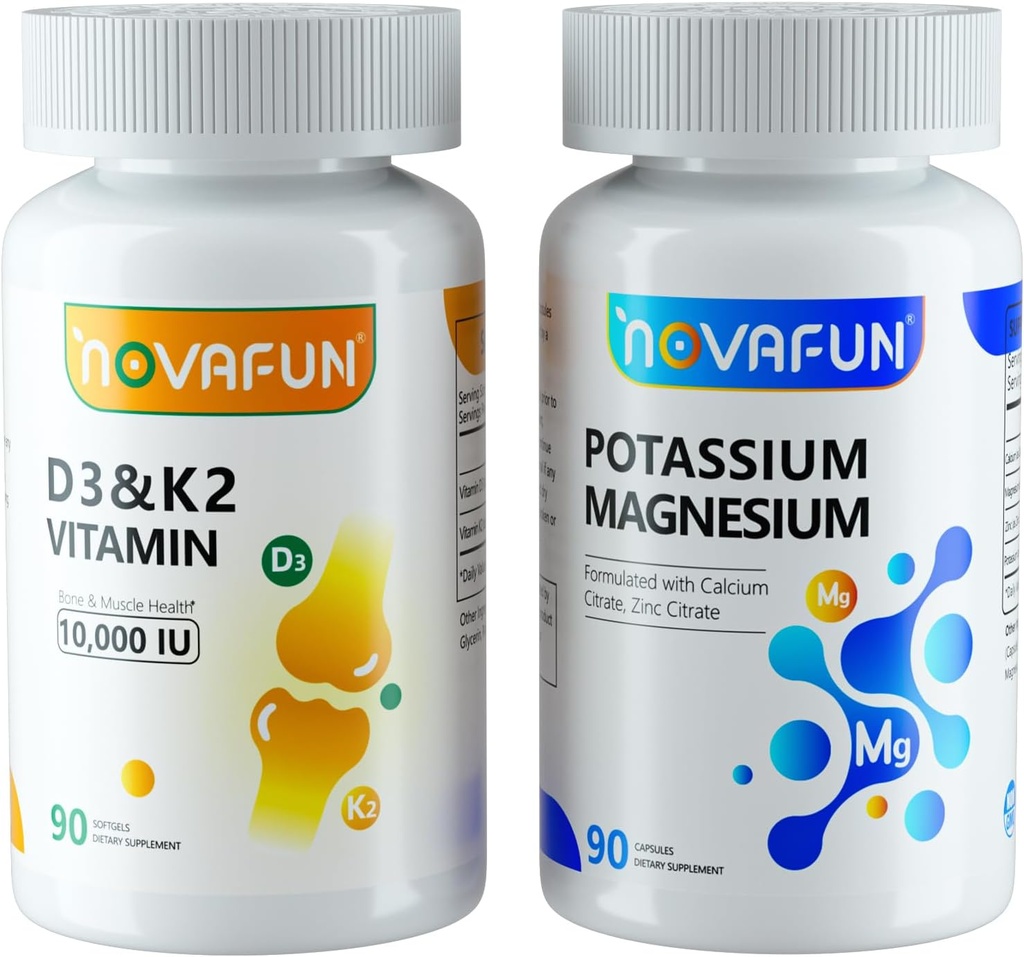 Magnésium de potassium avec Zinc de calcium et D3 K2 suppléments de vitamine pour le coeur, os, santé musculaire