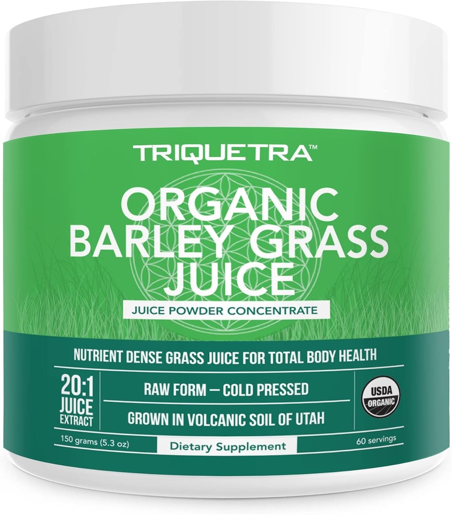 Bio Gerste Grass Juice Powder - Grown in Volcanic Soil von Utah - Raw & BioActive Form, Kalt-Pressed dann CO2 Getrocknet – Glutenfrei, GMO frei, Vegan - Ergänzungen Wheatgrass Juice Powder - 5,3 Unze