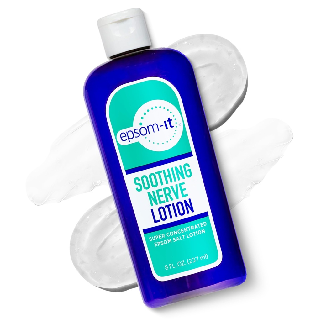 Epsom-It Beruhigende Nerve Lotion - Epsom Salz Magnesium Lotion, topische Magnesiumcreme mit Capsaicin & Arnica bietet Komfort für Beine, Knie und Füße, 8.0 Unze.