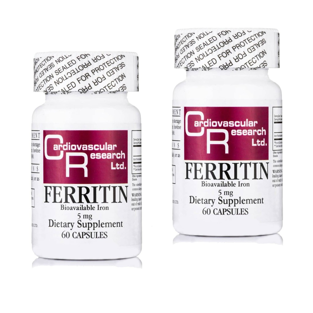 Cardiovascular Research Ferritin Iron Supplement für Damen und Herren 5 mg 120 Kapseln - 2 Pack Saver
