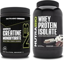 NutraBio Creatine Monohydrate, Unflavored, 300g und Whey Protein Isolate, Ice Cream Cookie Dream, Supplement Bundle - Muskelenergie, Lean Muskelwachstum, Erholung und Stärke