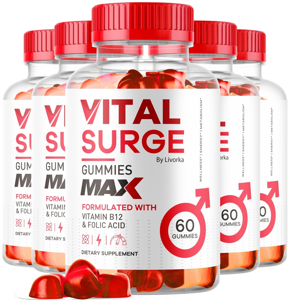(5 Pack) Vital Surge MAX, VitalSurge Gummies MAX für Männer Unterstützung, 1050 MG Advanced Max Strength Formula, VitalSurge MAX Male Performance, Vital SurgeMAX Mens Gummies