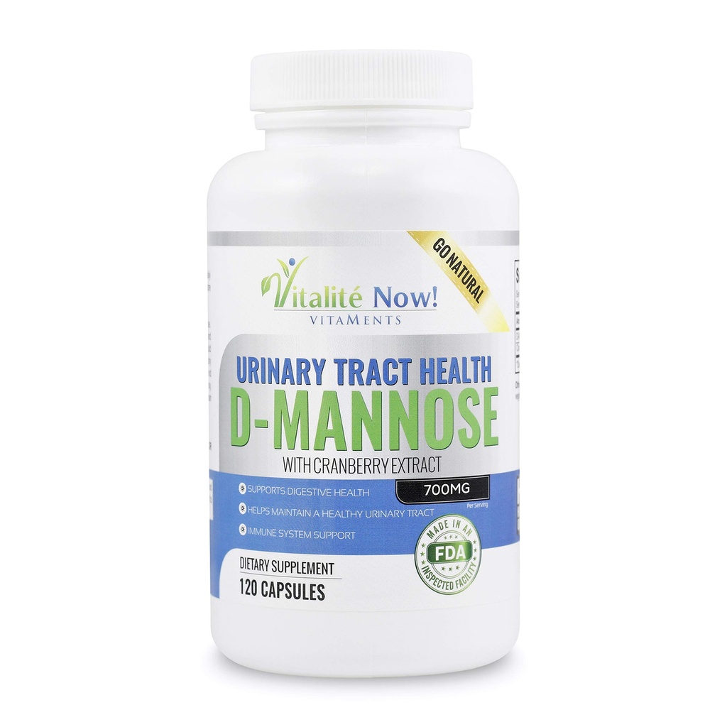 High Strength Pure D-Mannose mit Cranberry-Extrakt für natürliche Urinary Tract Infections und UTI-Unterstützung - Verdauungsgesundheit - Immunsystem-Unterstützung - 700mg - Non-GMO - 120 Pillen