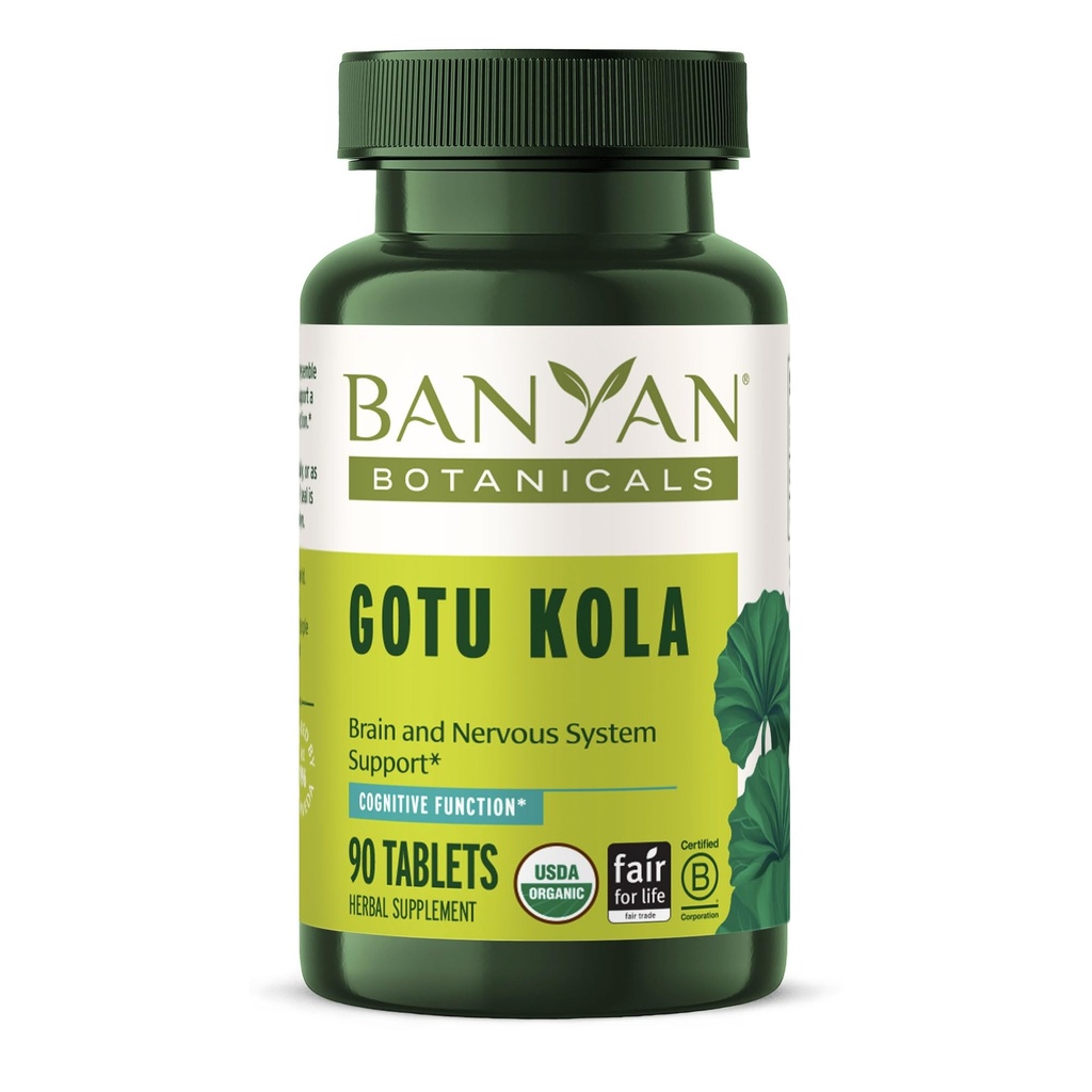 Banyan Botanicals Gotu Kola (Centella Asiatica) – Supplément de soutien biologique adaptogène et nootropique au cerveau pour la mémoire saine et la concentration* – 90 comprimés – Végétaux d'origine équitable