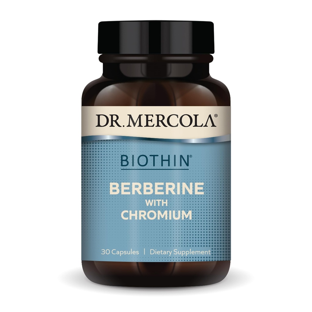 Dr Mercola Biothin Berberine au chrome - Soutient une fonction métabolique saine - Absorption accrue - Non-OGM, sans gluten et sans soja - 30 capsules (30 portions)