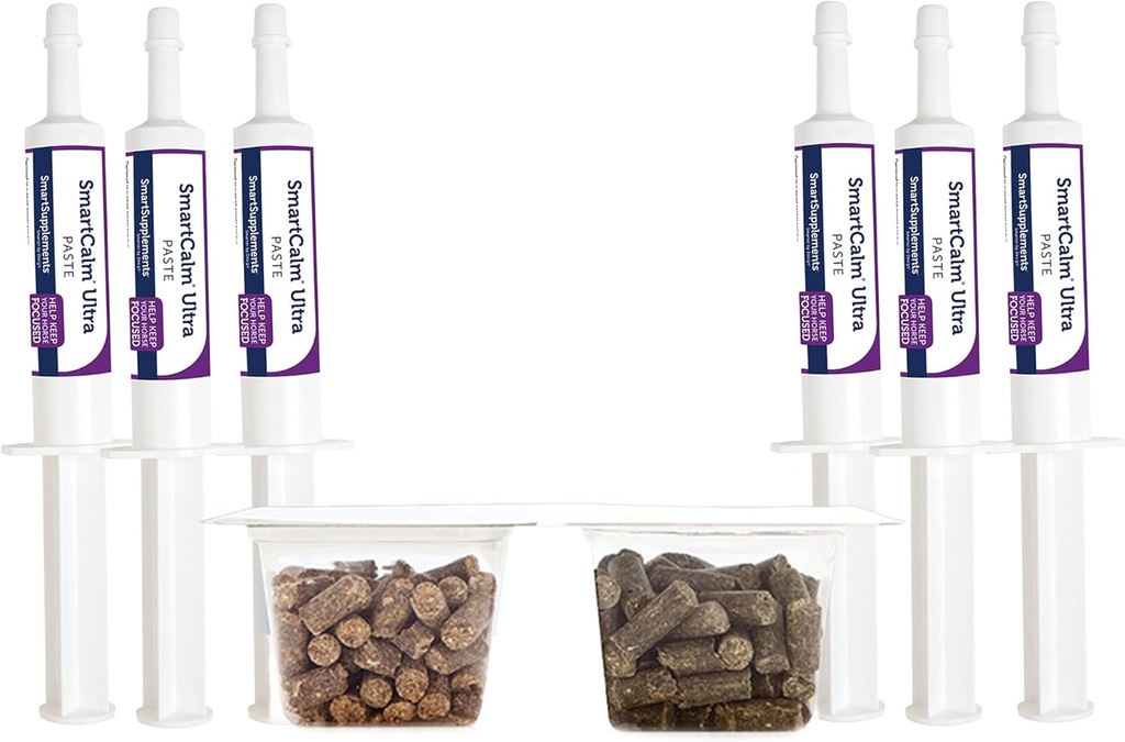 SmartEquine Stress Ease & SmartCalm Ultra Paste 6 Tubes Bundle.. Pas d'herbes ou de sucre ajouté, supplément Hippique, utile avec Skittish Horses