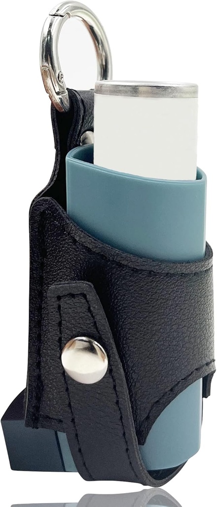 Holder Travel Case für Asthma Inhaler, Compact Case für Handy Inhaler für Erwachsene und Kinder (Sache Only) (Schwarz-Schwarz)