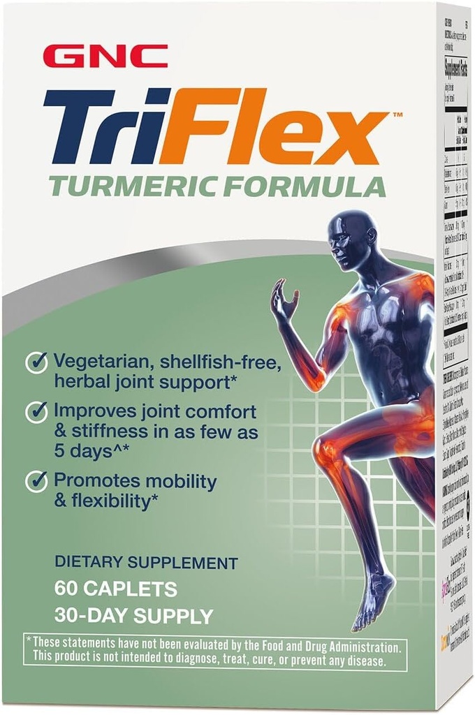 GNC TriFlex Turmeric Formula, verbessert gemeinsamen Komfort und Steifigkeit, fördert Mobilität und Flexibilität, 60 Caplets
