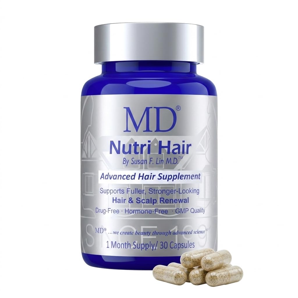 MD Nutri Supplément de croissance des cheveux avec Biotin (30 capsules) pour la perte des cheveux, minimise le défrichement des cheveux, minceur, rupture et favorise les cheveux plus longs et plus épais