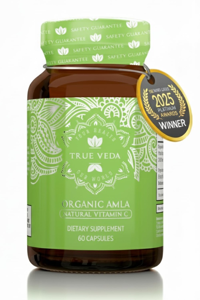 Bio Amla Kapseln – Vitamin C | USDA Bio zertifiziert | Ganze Lebensmittel Pflanze basiert Vitamin C | Amalaki Ergänzung | abgeleitet von Amla Frucht | Indische Gooseberry | Vegan | Ayurveda | 60 Amala Pillen