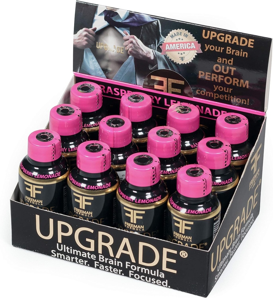 Upgrade-Brain-Ergänzung - Verbessert Gedächtnis, Konzentration, Fokus und Klarheit - proprietäre Mischung von AAKG mit Beta Alanine, Alpha GPC, Grüner Tee & Ginkgo Biloba-2 Fl oz (12 Pack)