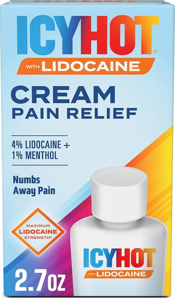 Icy Hot Max Stärke Schmerzlinderung Creme mit Lidocaine Plus Menthol, 2,7 Unzen