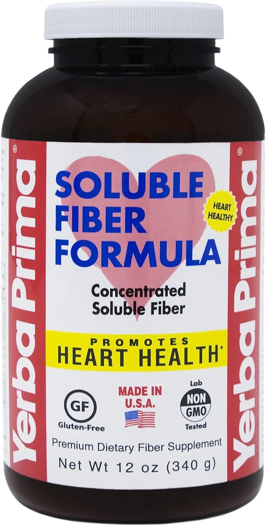 Yerba Prima Soluble Fiber Formula Powder, 12 Unze - Premium-Diätary Fiber Supplement, Natural, Concentrated Soluble Fiber, Glutenfrei, Non-GMO, Made in USA