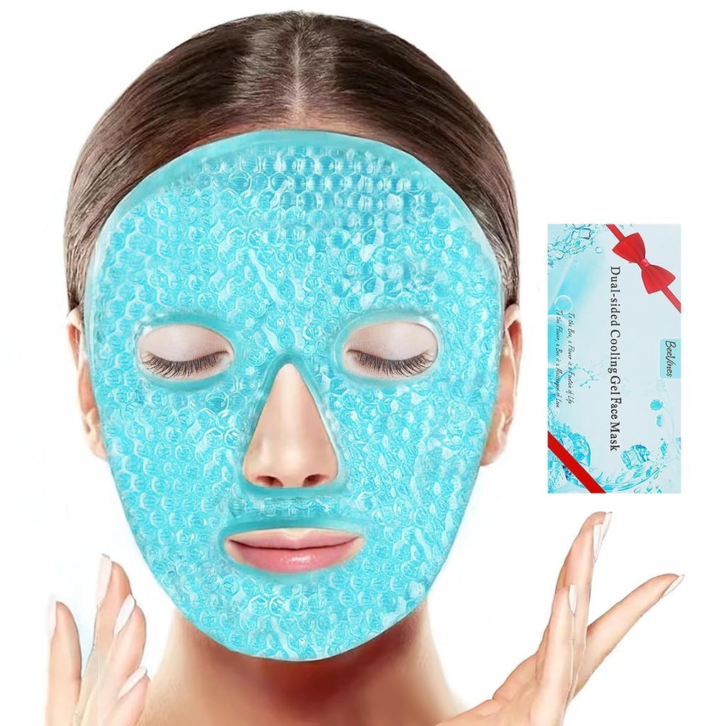 BeeVines Ice Face Mask, Cooling Gel Pack für Puffy Eyes, Kalte & heiße wiederverwendbare Kompresse, Frozen Eye Packs Masken für Damen für Dark Circles, Puffiness & Allergies (One Pack Blue)