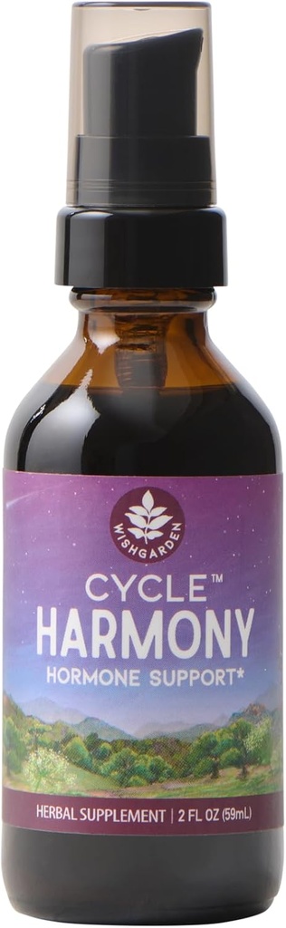 WishJarden Herbs Cycle Harmony Hormone Support - Plant-Based Herbal Supplement w/Vitex & Wild Yam supporte le cycle menstruel normal et les problèmes hormonaux, PMS, cycles irréguliers, problèmes d'ovulation, 2oz