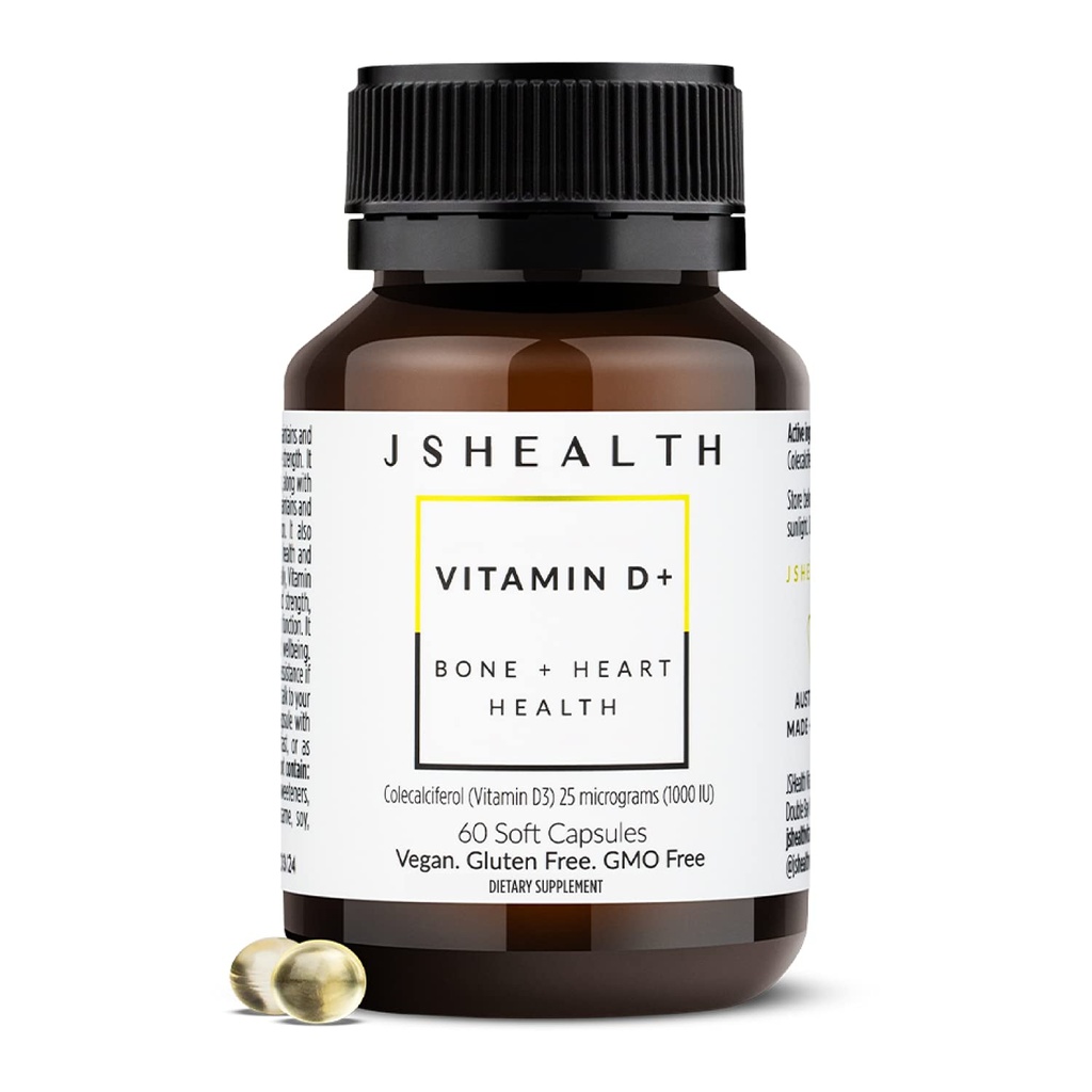 JSHealth Vitamine D3 1000iu Supplément pour une fonction musculaire saine, la santé des os et du coeur et le soutien immunitaire