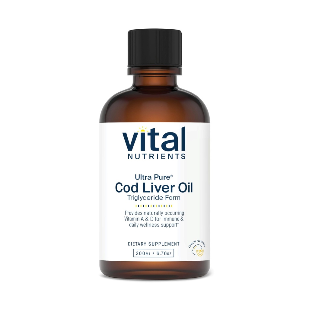 Vital Nährstoffe - Ultra Pure Cod Liver Oil 1025 (Pharmaceutical Grade) - 100% reines norwegisches Cod Liver Öl - 200 ml pro Flasche