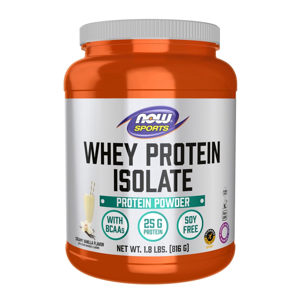 NOW Foods Sports Nutrition, Whey Protein Isolate, 25 G Mit BCAAs, Creamy Vanilla Powder, 1.8-Pound
