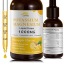 Supplément de citrate de magnésium de potassium, gouttes liquides de magnésium 1000mg avec du glycinate de magnésium, soutien calme et os et muscles et santé immunitaire (Pineapple,2 FL.OZ.)