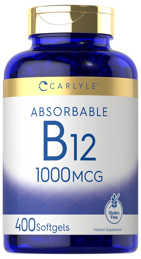 Carlyle Vitamin B12 1000 mcg Absorbierbar | 400 Softgele | Non-GMO und glutenfreie Ergänzung
