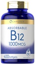 Carlyle Vitamin B12 1000 mcg Absorbierbar | 400 Softgele | Non-GMO und glutenfreie Ergänzung