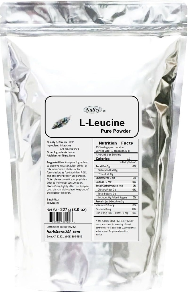 L-Leucine Pure Powder Leucine BCAA entspricht USP Quality Standard (227 Gramm (8.0 oz))