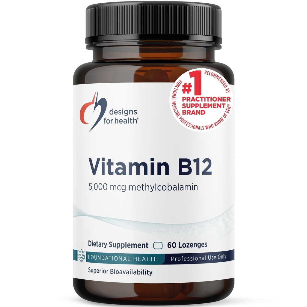 Designs für Gesundheit Vitamin B12 Lozenges - B12 Vitamine 5000 mcg Methylcobalamin - Vitamin B12 Supplements - Vegan + Non GMO, Natürliche Berry Flavor (60 Quick Dissolve Lozenges)