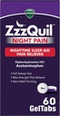 ZzzQuil Night Pain GelTabs, Nighttime Pain Relief, Schlafhilfe Tabletten, Diphenhydramin HCl und Acetaminophen, No.1 Schlafhilfe Marke, Max Strength Pain Reliever, 60 GelTabs