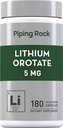 Piping Rock Lithium Orotate Ergänzung | 5mg | 180 Kapseln | Non-GMO, Glutenfrei
