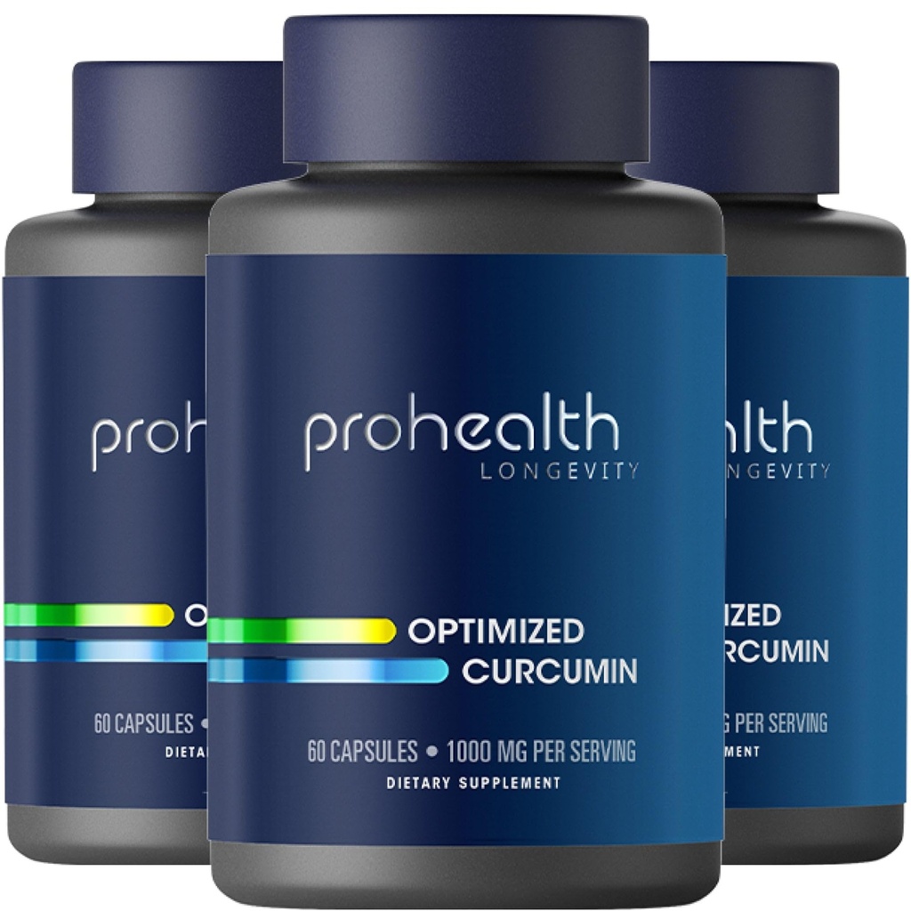 ProHealth Curcumin Turmeric Supplément: 285 fois Plus Biodisponible - Développé par les neuroscientifiques. 1000 mg Extrait concentré de longvida Curcumine par portion (60 x 500 mg Capsules par bouteille) (3 boîtes)